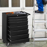 ZUN 7-Drawering Tool Chest Cabinet, Large Capacity Metal Tool Box with Wheels and Cylinder Locking, W3037P242000