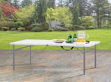 4 Foot Fold-in-Half Adjustable Folding Table, White 45782455