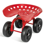 360&deg Garden Rolling Workseat with Swivel Seat and Adjustable Height-Red 53694897
