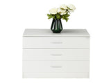 3-Drawer Wide Drawer Cabinet Particleboard Bedside Table with Textured Melamine Finish 12277839