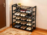 6-layer flat bamboo shoe rack, 68*25*89cm, black 03654485