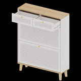 Shoe cabinet with 2 flip-up doors and 2 drawers,narrow shoe rack cabinet,freestanding shoe W3166P266365