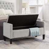 Upholstered Tufted Button Storage Bench with nails trim,Entryway Living Room Soft Padded Seat with W2186139087