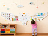 11-in-1 Montessori Owl Activity Wall - STEM Sensory Busy Board with Magnetic Whiteboard, 3 Years 70935109