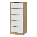 Kaia 5 Drawer Dresser, Vertical Dresser -White / Pine B20092064