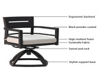 Outdoor Patio Aluminum Swivel Rocker 2PCS with Outdoor-grade Sunbrella Fabric Cushions, Ember Black 88767239