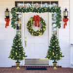 ZUN 4 Pieces Christmas Decoration Set with Garland Wreath and Entrance Trees 60546859