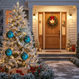 6PCS Set 3.9" Christmas Ball Ornaments Glass Hanging Balls for Holiday Treeations Colorful 78818053