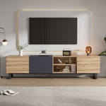 ZUN Modern TV with 3 Cabinets& Open Shelves, Color-matching Media Console Table for TVs up to 80'', WF319402AAQ