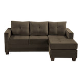 Unique Style Coffee Color 1pc Reversible Sofa Chaise Microfiber Fabric Upholstered Track Arms Tufted B01154011