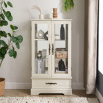 ZUN Glass Cabinet Lighted Glass Cabinet Curio Display Cabinet with Adjustable Glass Shelves 2 Doors and W2275P178889