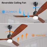 60 inch 3 Solid Wood Blade DC Motor Ceiling Fan Decorate for the Living Room with Light KBS-6005