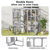Outdoor Cat House, DIY Cat Enclosure, Cat Catio with Double Enter Doors, 62.8"L x 32.2"W x68.5"H N719P283198E