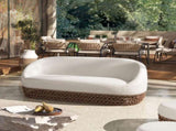 Willow 71" Upholstered Woven Patio Deep Seating Sofa, Golden Brown Wicker Frame, Wheat Beige B2719P305700