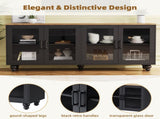 ON-TREND Farmhouse TV Stand with Tempered Glass Doors for TVs Up to 70", Versatile Sideboard with N721P206052B