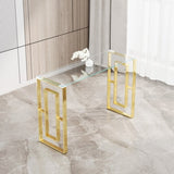 Console Table Stainless Steel Glass,Meal side table Golden Clear bs-02 76857135