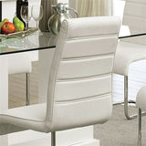 Set of 2 Padded White Leatherette Side Chiars in Chrome Finish B016P156853