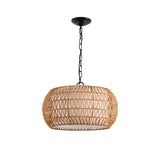 ZUN Farmhouse Pendant Light with Adjustable Height, Boho Woven Jute Rope Hanging Ceiling Light Fixture, W1340P241301