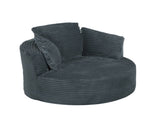 Compressible Corduroy Round Chair with Cushioned Backrest - Modern Comfort Seating for Living W2339P461273