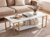2-Tier Modern Coffee Table with Open Storage Shelf for Living Room & Robot Vacuum Friendly 14480497