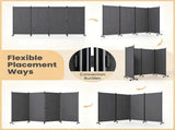 4 Panel Folding Rolling Room Divider with Lockable Universal Wheels, Non-See-Through Polyester 17275363