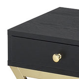 Black and Brass 1-Drawer Rectangular Accent Table B062P181357