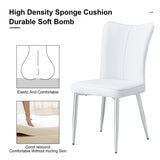 Modern minimalist dining chairs, office chairs. 4-piece set of white PU seats with silver metal W1151P268760