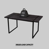 59 " dining table modern industrial rectangular MDF black , 4-6 people, 1.5" thick engineering wood W2189P182123