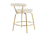 Counter Stool in Gold Metal and Cream Velvet - Set of 2 B202P222098