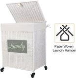 ZUN Laundry Hamper with Lid Laundry Basket with Handles Liner Bag Paper Woven Hampers for Laundry 00900287