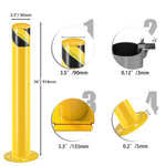 ZUN Safety Bollard Post, 36 Inch Height Steel Bollards, 3.5 Inch Diameter Parking Bollard, Yellow Powder 12252574