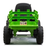 ZUN 12V Kids Ride On Tractor with Trailer, Battery Powered Electric Car w/ Music, USB, Music, LED W2181137981