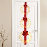 Christmas Wreath Set 3 Festive Wreaths with 450 LEDs, Red Ribbon, IP44 Weatherproof, No Assembly, 08194404