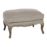 Living Room Accent Ottoman Wood Frame Gray Weathered Finish Textured Fabric Upholstery Foam Seat B01146477