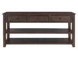 Retro Design Console Table with Two Open Shelves, Pine Solid Wood Frame and Legs for Living Room 20760621