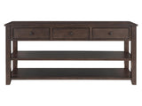 Retro Design Console Table with Two Open Shelves, Pine Solid Wood Frame and Legs for Living Room 20760621