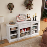 Media Console Table with Large Storage Cabinet, Modern TV Media Entertaionment Stand, White, W1758P252336