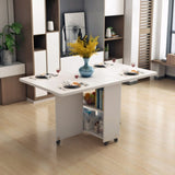 Folding Drop Leaf Dining Table with 6 Wheels and 2-Layer Storage Shelf, Space Saving Table for Small 99613030
