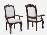 2pc Arm Chairs Beautifully Detailed Frames Luxurious Upholstery Coffee Brown Solid Wood Dining B2741P369414