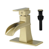 Sink Faucet With Deck Plate Waterfall Nickel Gold with Pop Up Drain and Supply Lines Bathroom W1932P179412