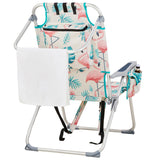 63*70*99cm Heightened Oxford Cloth Silver White Aluminum Tube Bearing 100kg Beach Chair Flamingo 01440155