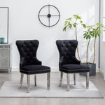 ZUN Montura Contemporary Tufted Velvet Chair with Nailhead Trim, Set of 2, Black T2574P164573