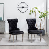 ZUN Montura Contemporary Tufted Velvet Chair with Nailhead Trim, Set of 2, Black T2574P164573