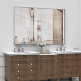 48x32 Oversized Modern Rectangle Mirror with SIlver Frame Decorative Large Wall Mirrors for W708P297399