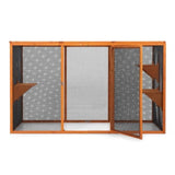 Detachable Cat Enclosure with Waterproof Roof and 3 Jumping Platforms, Orange W2181P181958
