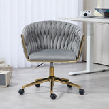 ZUN Modern design the backrest is hand-woven Office chair,Vanity chairs with wheels,Height 72258670