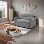 ZUN Stylish grey Pull-Out Sofa Bed with Woven Polyester Fabric & Solid Wood Frame W2297P211252