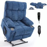 Blue Dual Motor Infinite Position Up to 350 LBS Chenille Power Lift Recliner Chair, Heavy Duty W3224P290205