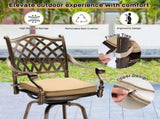 Outdoor Swivel Bar Stools Set of 2, Cast Aluminum Patio Bar Height, All-Weather Bar Dining 06373311