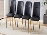 4 modern dining chairs, sleek PU leather backrest, and gold metal legs bring a comfortable home W1512P510471